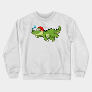 Dinosaur at Swimming under Water Crewneck Sweatshirt